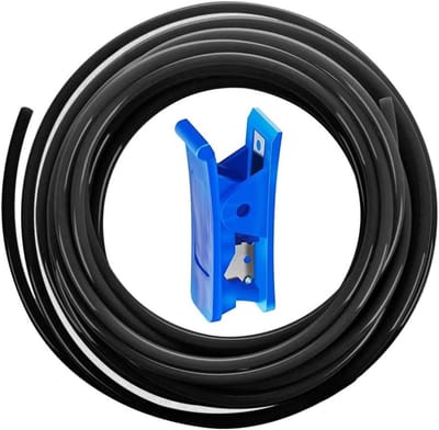 Flexibele Pneumatische PU Slang 12 m - Geperste Lucht Slang 12 mm, Binnen 8 mm, Zwart + Slangensnijder