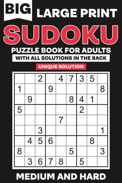 Sudoku Puzzelboek voor Volwassenen en Senioren - Groot Formaat - Gemiddeld tot Moeilijk Niveau