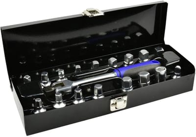 GEKO 18-delige oliedraaiersleutelset - CrV staal - Ergonomische grip - Inclusief metalen koffer