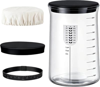 Zuurdesempot - Starter Bakken - Brood Fermenteren - Zichtbare Gisting - 25L x 15B cm - Transparant