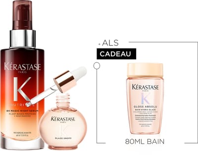 Kérastase Gloss Absolu & Nutritive Duo + Cadeau - Anti-Frizz Haarolie 45ml & Voedende Nacht Haarserum 90ml + Anti-frizz Shampoo 80ml cadeau - Voor Lang & Droog Haar Gevoelig voor Pluis