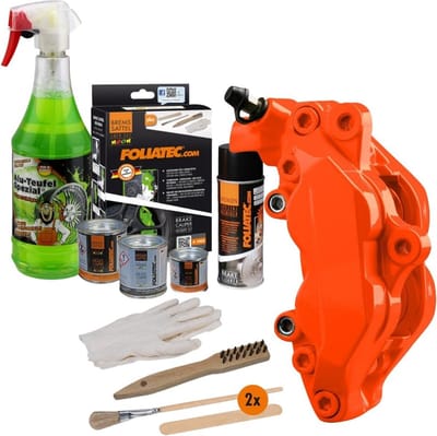 Foliatec Remklauwlakset - NEON oranje - 4 Componenten - Inclusief velgenreiniger