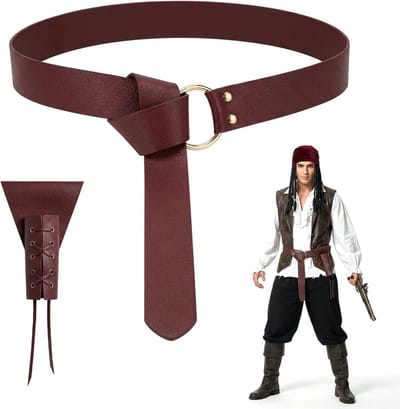 Verstelbare leren Vikingriem met zwaardhouder voor middeleeuwse kostuums en piratenoutfits, 185 cm