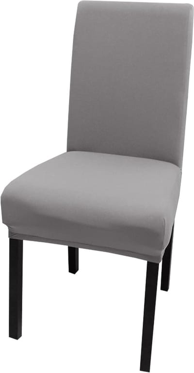 Verwijderbare en Wasbare Stoelhoezen voor Eetkamerstoelen, Elastische Stretch Covers voor Bruiloften en Evenementen, Lichtgrijs 6-Pack