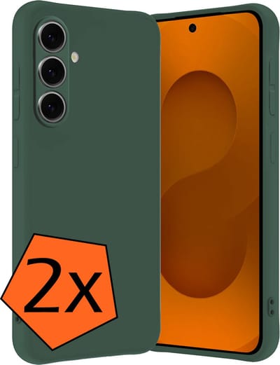 Hoes - 2 Stuks - Geschikt voor Samsung Galaxy S25 - Sterk & Shockproof - Case Siliconen - Back Cover - Telefoon Hoes - Donkergroen