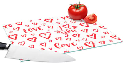 Glazen Snijplank - 28x20 - Love - Liefde - Liefdes cadeau - Snijplanken Glas