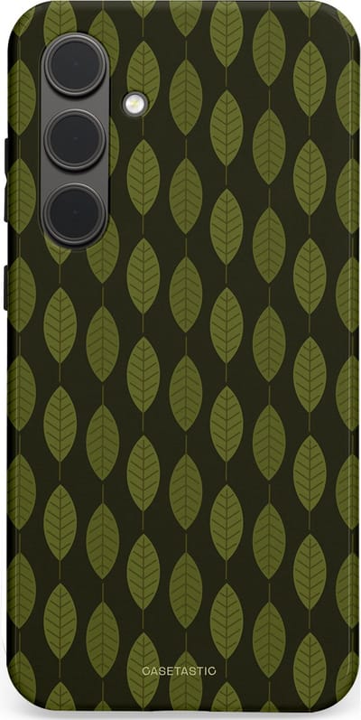 Casetastic hoesje geschikt voor Samsung Galaxy S24 Plus - Dubbellaagse bescherming - Donkergroene Bladerendek - Fashion Case - Zwart Donkergroen