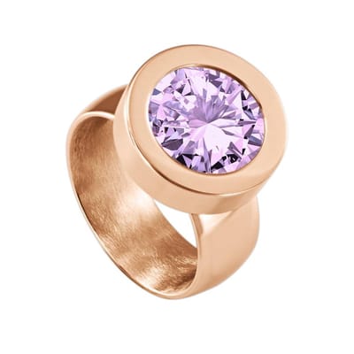 Quiges RVS Schroefsysteem Ring Rosékleurig Glans 16mm met Verwisselbare Zirkonia Paars 12mm Mini Munt