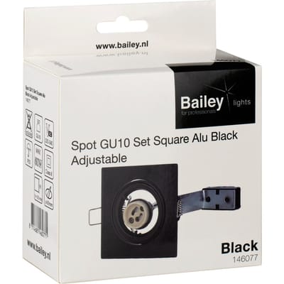 Vierkante Verstelbare GU10 Inbouwspot Zwart Aluminium - 146077