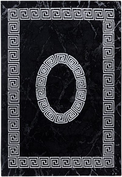 Plus Vloerkleed – Zwart – Klassiek Medaillon – Laagpolig & Decoratief