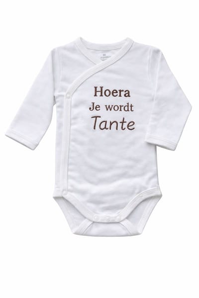 Romper zwangerschapsaankondiging – Hoera je wordt Tante – Baby romper aankondiging zwangerschap – Cadeau voor Tante - Unisex babykleding - omslagromper - 100% katoen - baby aankondiging - originele zwangerschaps reveal