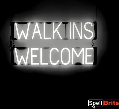 WALK INS WELCOME - Lichtreclame Neon LED bord verlicht | SpellBrite | 76 x 38 cm | 6 Dimstanden - 8 Lichtanimaties | Reclamebord neon verlichting