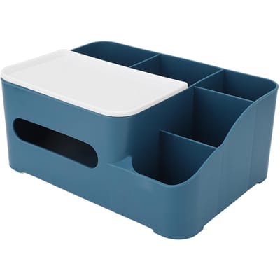 Boîte de Rangement Mouchoirs Bleu Marine Design Grande Ouverture Grande Capacité Double Couche Base Surélevée Papier black