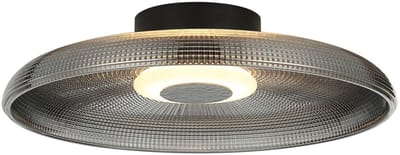 Kosilum - Ossara - Plafondlamp - Zwart en rookgrijs - Metaal en glas
