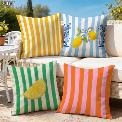4 pièces housse de coussin rayée italienne « Ciao Bella » décoration de terrasse extérieure housse de coussin décoration de chambre à coucher maison taie d'oreiller 40x40cm