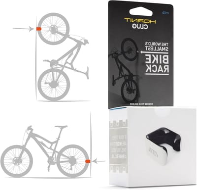Fietsenrek Muurbevestiging - Fietsophanger Fietsclip - Fietsen Opbergen - Kleinste Fietsdrager Wereldwijd - MTB XL 58-69mm - Wit Zwart