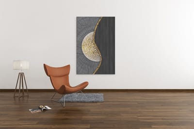 Canvas Schilderij Abstract - Grijs - Goud - Schilderij print op canvas - Modern - 150x100x2 cm