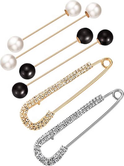 Vestspelden - Broche - broche spelden - Set - 4 Stuks Zilverkleurig Voor Volwassen Vrouwen - Sierspeld, Sjaalspeld & Vestsluiting - 75mm - Materiaal -