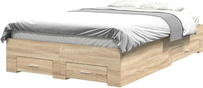 Bedframe met lade - Opbergbed Frame - Slaapkamer Organiseren - Stevig Bewerkt Hout - 120 x 190 cm - Bruin