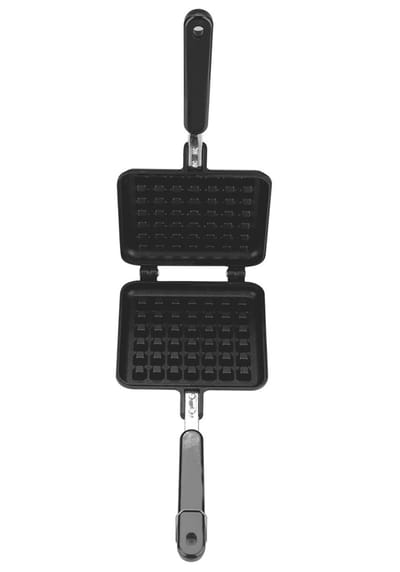 Dailygoods- Wafelijzer met antiaanbaklaag - Gietijzeren Wafelijzer - Lange handgreep - Voedselveilig - Duurzaam - Eenvoudig in gebruik - Wafelmaker