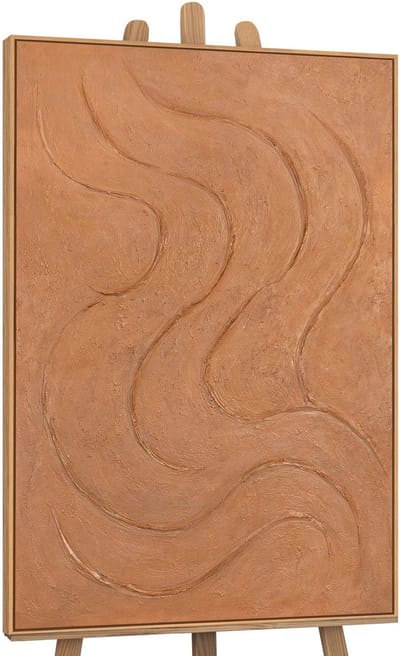 Canvas schilderij 120x80 cm handgeschilderd warme ritmes – YS-Art Gallery – Lijst: Hout – Luxe wanddecoratie
