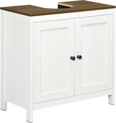Wastafelonderkast Badkamermeubel - Elegant en Compact - 60 x 30 x 60 cm - Wit en Houtlook