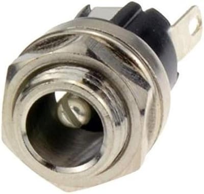 Paneelmontage Connector - DC Stroom Adapter - Apparatuur Aansluiten - 3-Pin Soldeer Terminal - 2.5 x 5.5mm - Zilver
