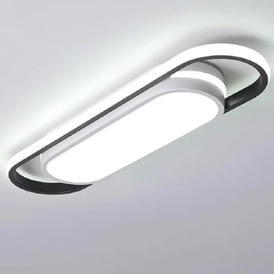 Haobosic - Verstelbare ovale LED-plafondlamp 3 kleuren (3000K/4500K/6500K) - 30W - Zwart/wit aluminium - 48*12,5*5cm - 220V