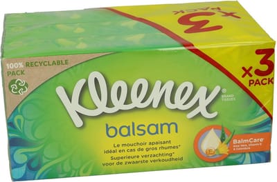 Kleenex Balsam Zakdoeken 3-Laags – 64 Stuks | Extra Zacht & Verzorgend 192 zakdoeken