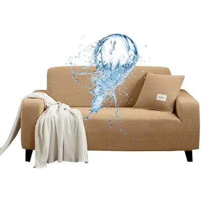 Elastische Bankhoezen Voor Woonkamer Geometrische Fauteuil Gebreide Maïsribstof Bankhoezen Stoelbeschermer Woondecoratie 1Seat 90-130CM beige