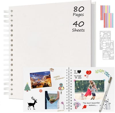 Dailygoods- Fotoalbum 24x24 cm - Spiraalscrapbook - 80 pagina's - Gastenboek - Cadeaus voor bruiloft/Kerstmis - DIY Scrapbook Album - Hardcover met uitstekende afwerking