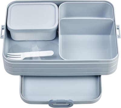 Famanu – Bento lunchbox large met meerdere compartimenten, stevig sluitend en praktisch voor maaltijdvoorbereiding, blue
