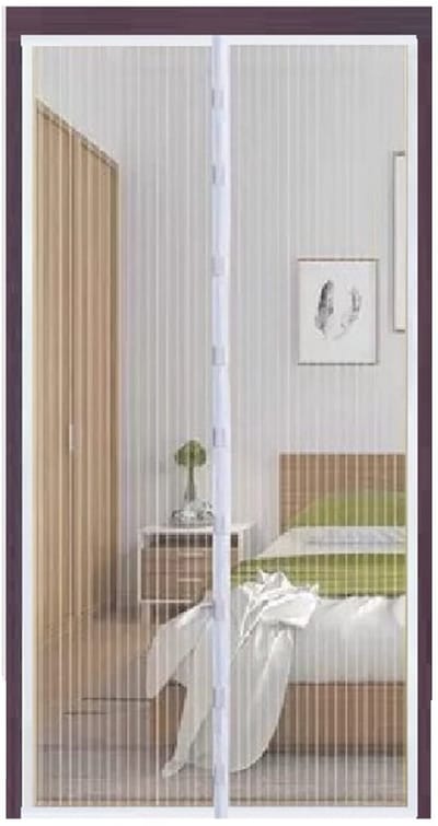 Zeynomax - Deurnetscherm - Insectenwerend - Intrekbaar gaasnet 82.7x39.4in - Wit - Handsfree gebruik - Ideaal voor deuren - Modern design
