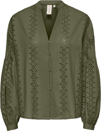 ONLY - ONLNELLY LS V-NECK BUTTON TOP WVN - Meisjes - Blouses