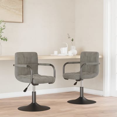 vidaXL - Eetkamerstoelen - draaibaar - 2 - st - fluweel - lichtgrijs