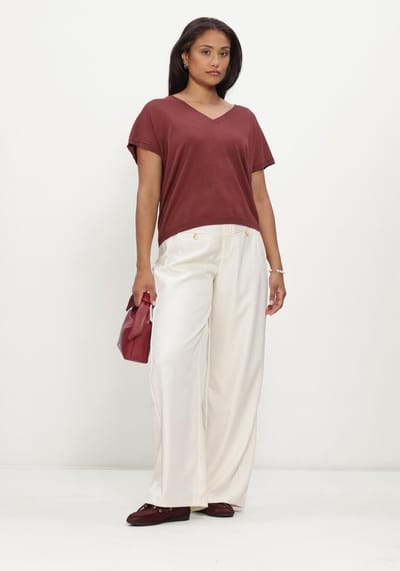 Minus Mspeyton Batsleeve Knit T-shirt Tops & T-shirts Dames - Shirt - Bordeaux - Maat XS