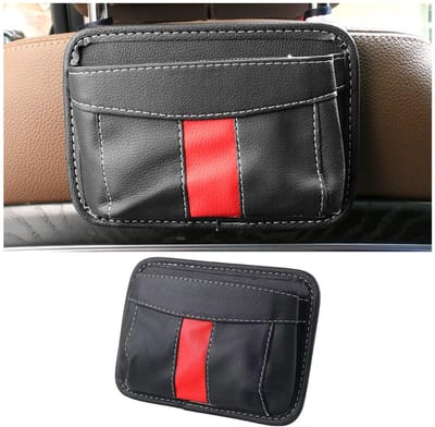 Dailygoods- Auto-Organizer - Duurzaam PU-leer - Organizer voor autostoelen - Organizer voor voorstoelen - Zwart - 17 x 12 cm - Met meerdere vakken - Autostoel Organizer