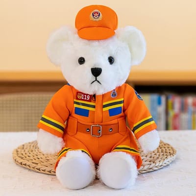 Politiebeerpop schattige brandweerofficier reflecterend wielrenpak pluche speelgoed cadeau verkeerspolitie beerpop 25cm