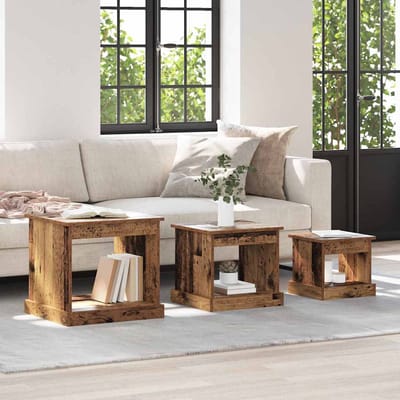 vidaXL Salontafel 3 st Oud Hout 48 x 45 x 45 cm Bewerkt hout