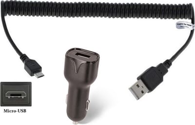 OneOne 2.1A Auto oplader + 0,4m spiraal Micro USB kabel. Autolader adapter past op JBL Endurance JUMP / Peak 1 / RUNBT / DIVE / SPRINT /110GA / 300 / 700 / ELITE 150NC / ELITE 750NC / 710GA