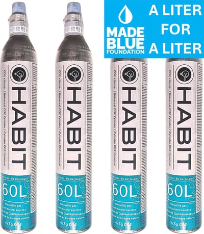 Habit - 4 x koolzuurcilinder met schroefsysteem – geschikt voor bijna alle bruiswatertoestellen - universele co2 cilinder – tot 60 liter bruisend water per vulling