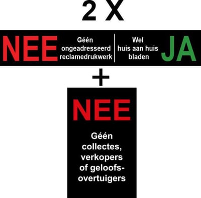 Nee Ja Sticker - Brievenbussticker Ja Nee - Reclame Nee - Huis aan Huis Ja - 2 setjes - Nee Geen collectes, Verkopers of Geloof.