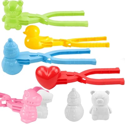 Sneeuwbalclip, 5 stuks sneeuwbalmakers, sneeuwbalvormer, sneeuwbalvorm, beer, sneeuwpop, hart, eend, dinosaurus, sneeuwbalmaker, clips, sneeuwbaltang voor kinderen om buiten te spelen