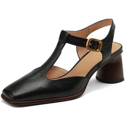Zomer Damesschoenen Vierkante Neus Blokhak Dames Sandalen Dames Mary Janes Schoenen Hoge Hakken Beknopte Schoenen Voor Dames 42 black