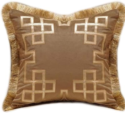 Kussenhoes Luxe Velvet - Decoratieve Sierkussenhoes - Woonkamer Decoratie - Elegante Franjes - 45x45 cm - Bruin