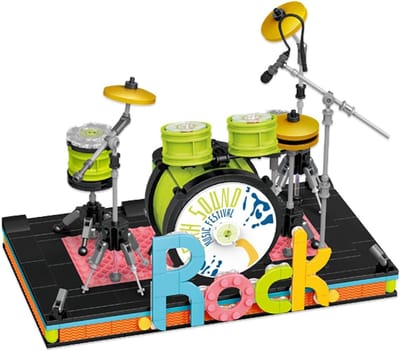 Muziek Instrument Bouwset - Drumstel Model - Creatief Bouwen - 544 Delen - 17 cm Breed - Meerdere Kleuren