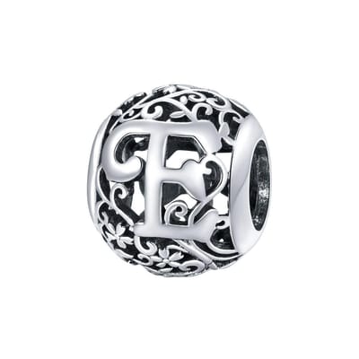 Letter E romantisch bedel | bedels voor armband | alfabet bead | Zilverana | geschikt voor alle bekende merken | 925 zilver | moederdag