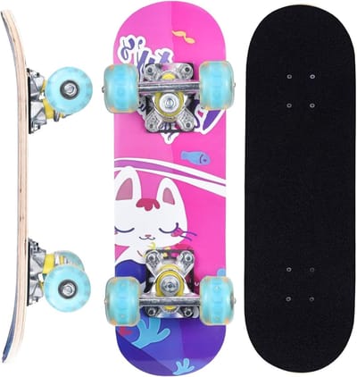 Compleet skateboard - Beginners board - Leren skateboarden - Wielen lichten op - 17 inch - Verschillende designs