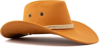 KIMU® Cowboyhoed Caramel Suedelook - Lichtgewicht Bruine PU Suede Cowboy Western Hoed Beige Touw Dames Heren - Cowgirl Ranger Yellowstone Festival