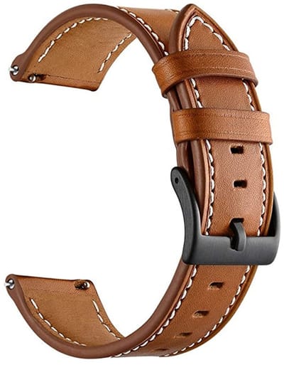 Leren bandje - geschikt voor Garmin Venu (2 Plus) / Venu SQ (2) / Vivomove (Style - Sport) / Vivoactive 3 / 5 / 6 / Forerunner 55 / 165 / 245 / 645 / 570 - 42mm - bruin
